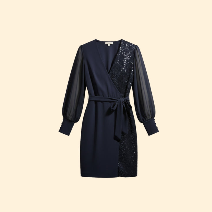 Women’s V-Neck Dress with Sparkling Accent