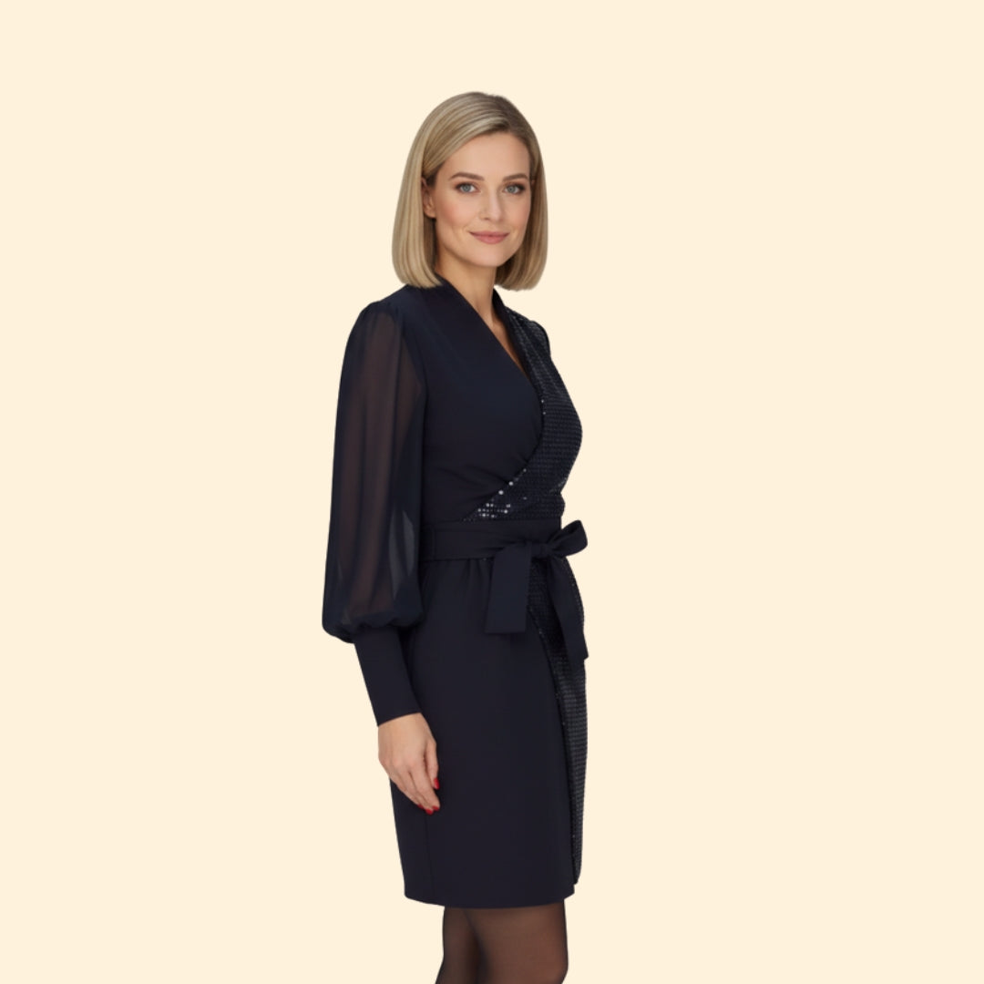 Women’s V-Neck Dress with Sparkling Accent