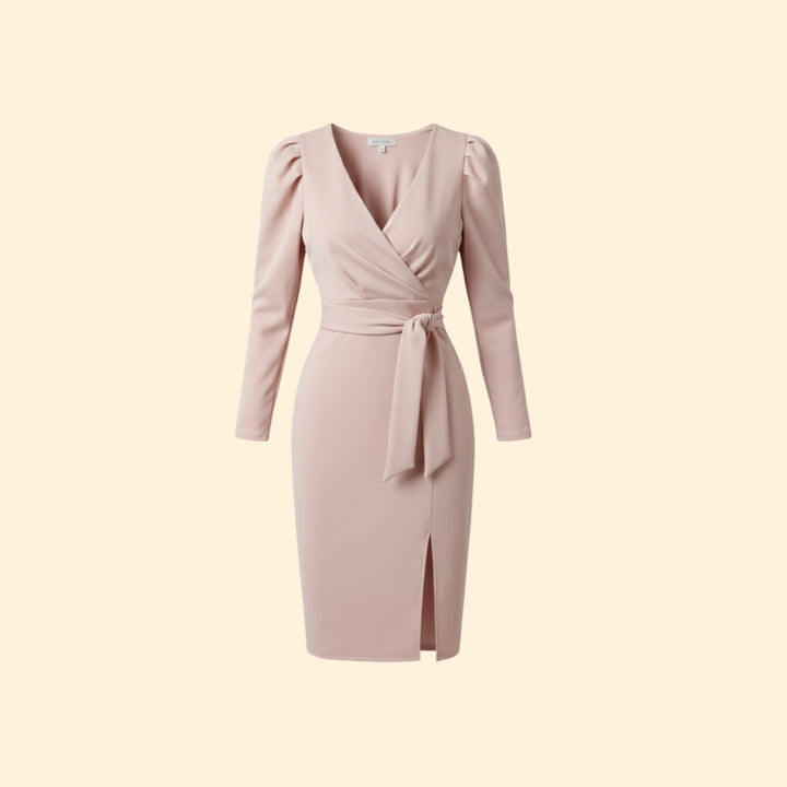 Women’s V-Neck Dress with Tie Detail