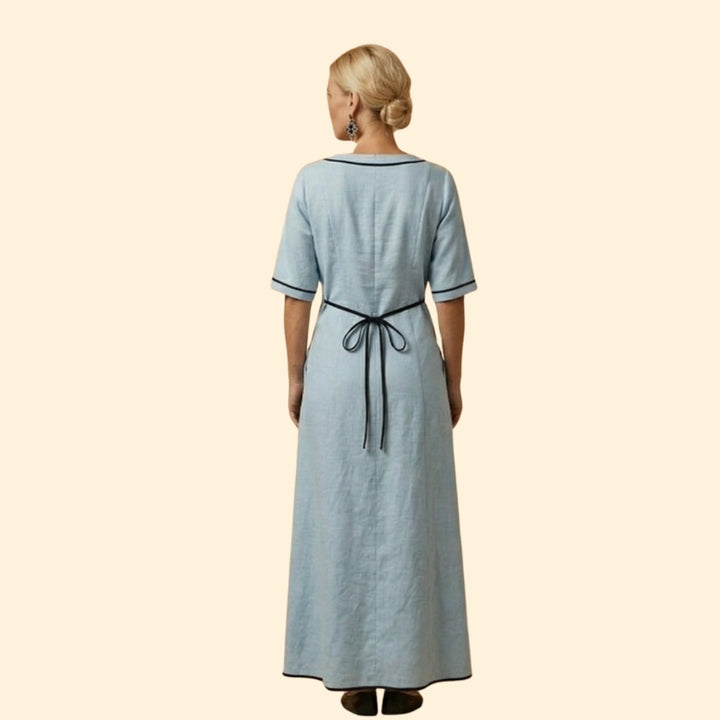 Women’s V-Neck Dress with Twisted Waist Detail