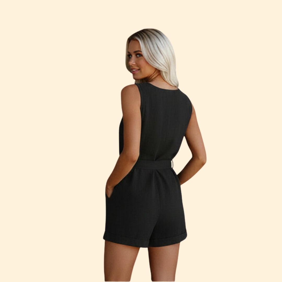Women’s V-Neck Jumpsuit Tie Waist
