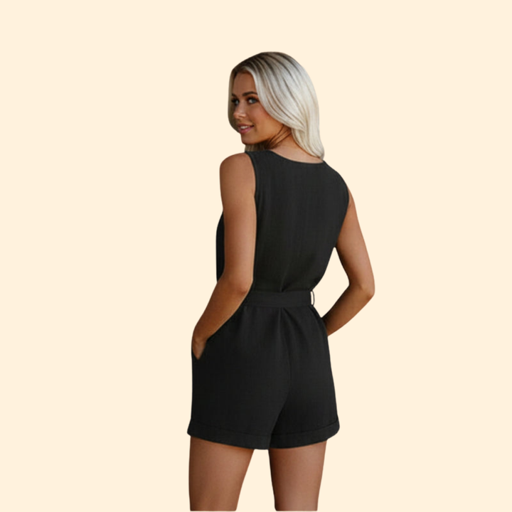Women’s V-Neck Jumpsuit Tie Waist