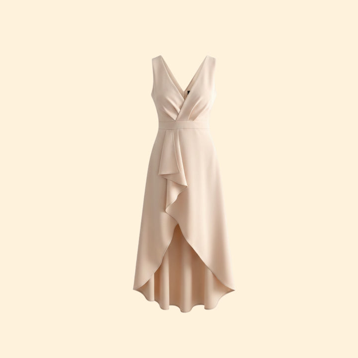 Women’s V-Neck Midi Dress with Wrap Detail