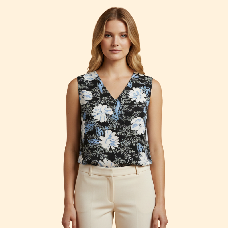 Women’s V-Neck T-Shirt with Floral Print
