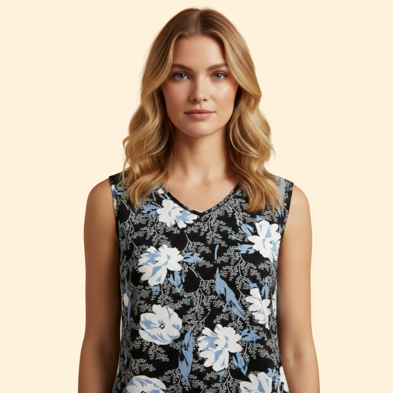 Women’s V-Neck T-Shirt with Floral Print
