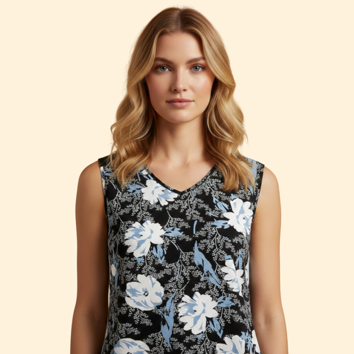 Women’s V-Neck T-Shirt with Floral Print
