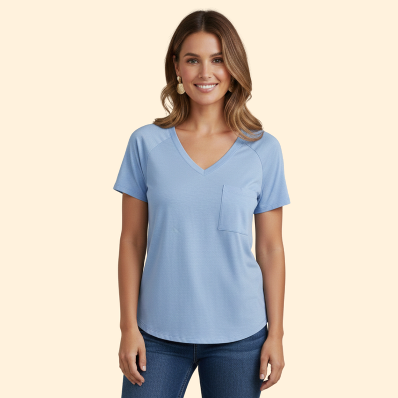 Women’s V-Neck T-Shirt with Front Pocket