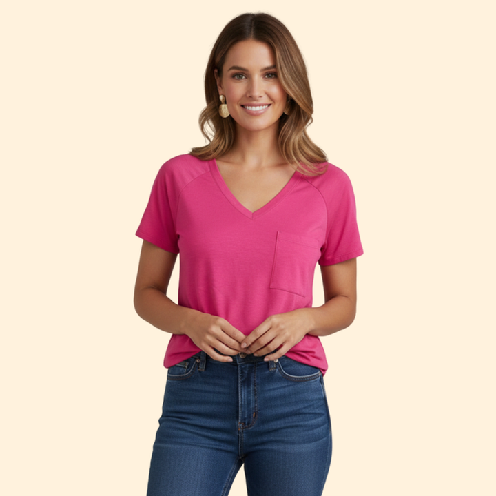 Women’s V-Neck T-Shirt with Front Pocket
