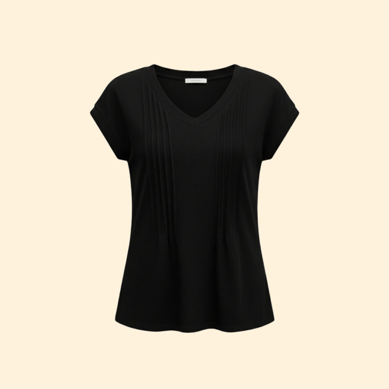 Women’s V-Neck T-Shirt with Pleated Design