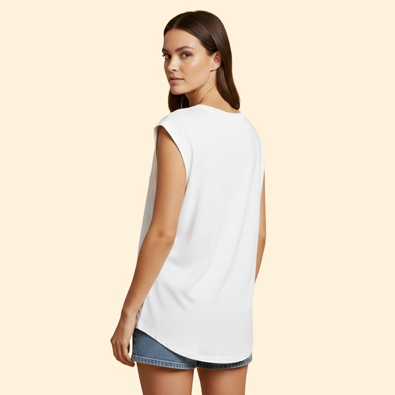 Women's V-Neck T-Shirt with Sleeveless Design