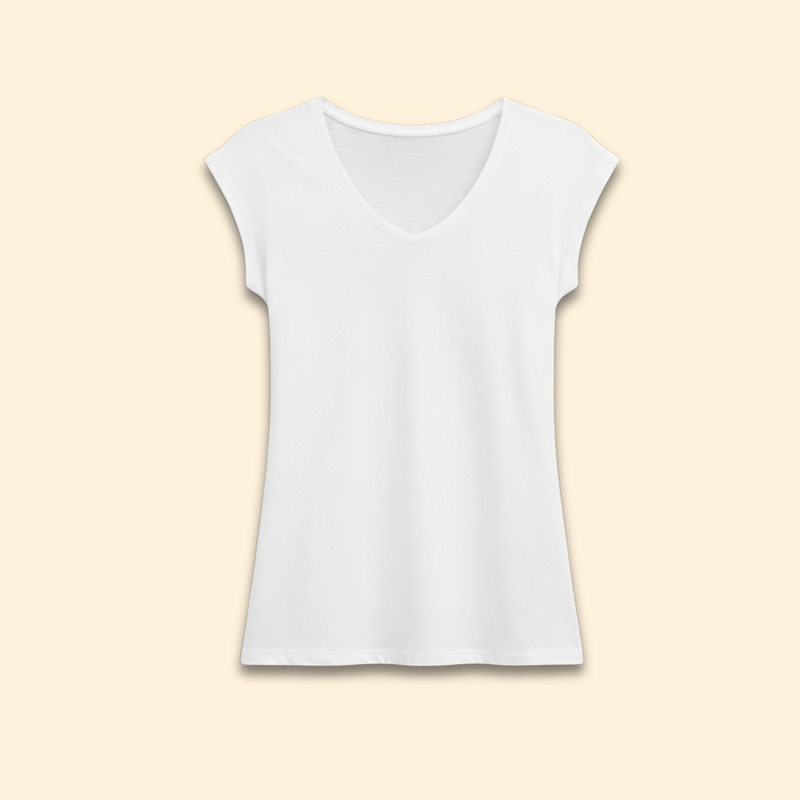 Women's V-Neck T-Shirt with Sleeveless Design
