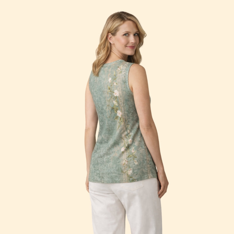 Women’s V-Neck Tank Top with Floral Print