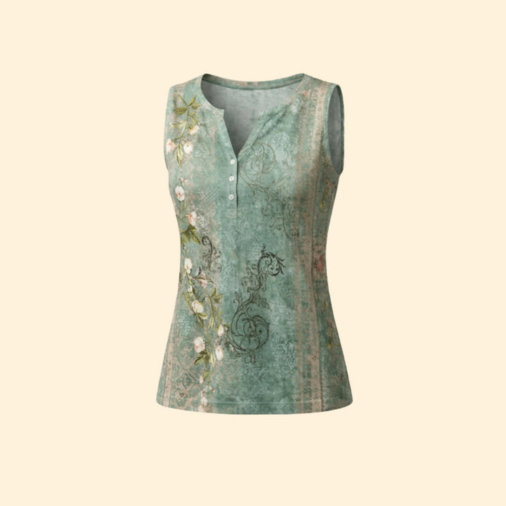 Women’s V-Neck Tank Top with Floral Print