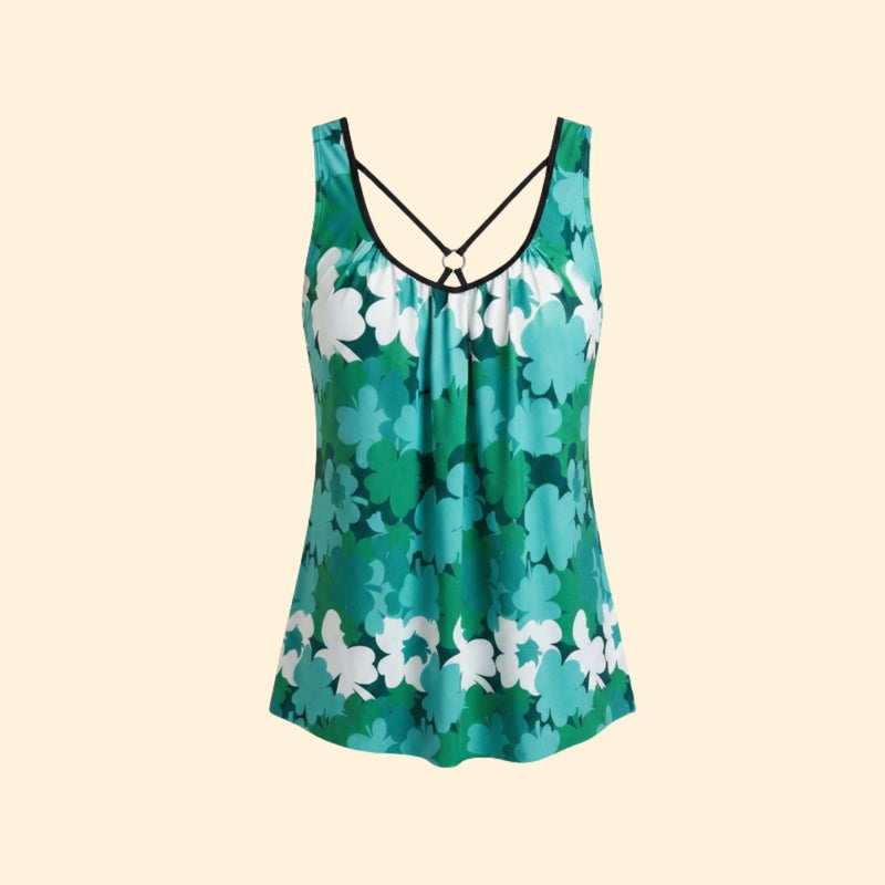 Women’s V-Neck Tankini with Contrast Shorts