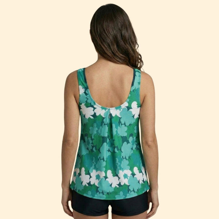 Women’s V-Neck Tankini with Contrast Shorts