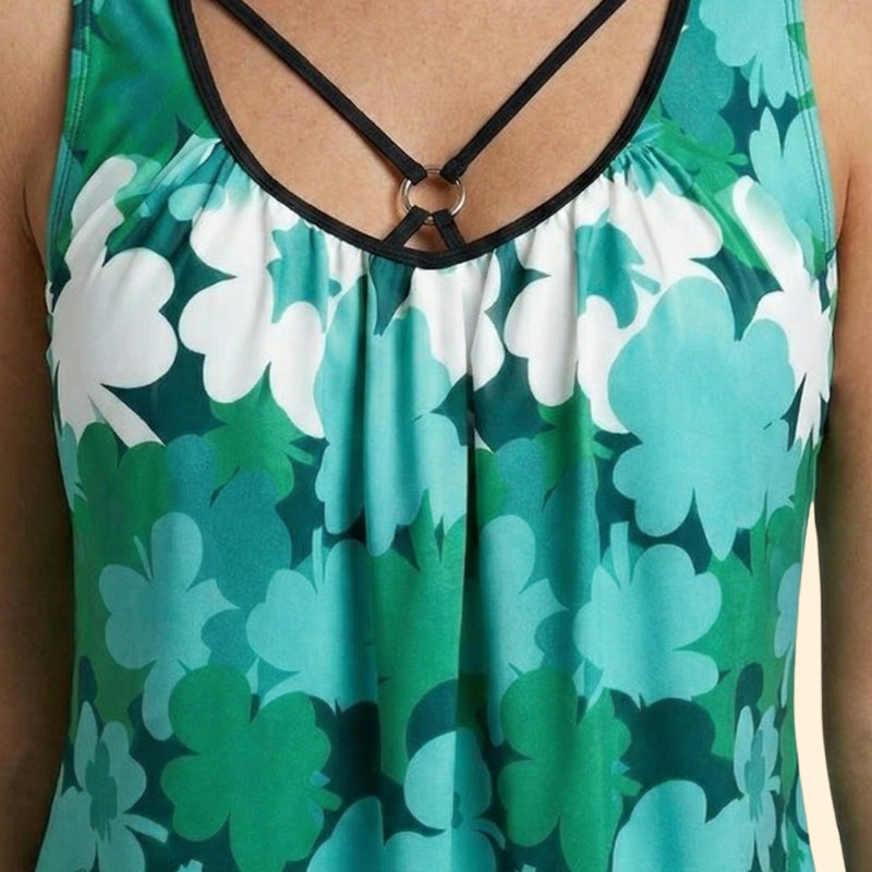 Women’s V-Neck Tankini with Contrast Shorts