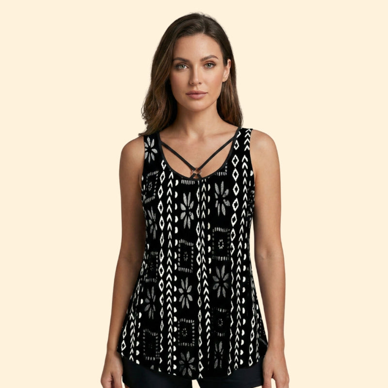 Women’s V-Neck Tankini with Contrast Shorts