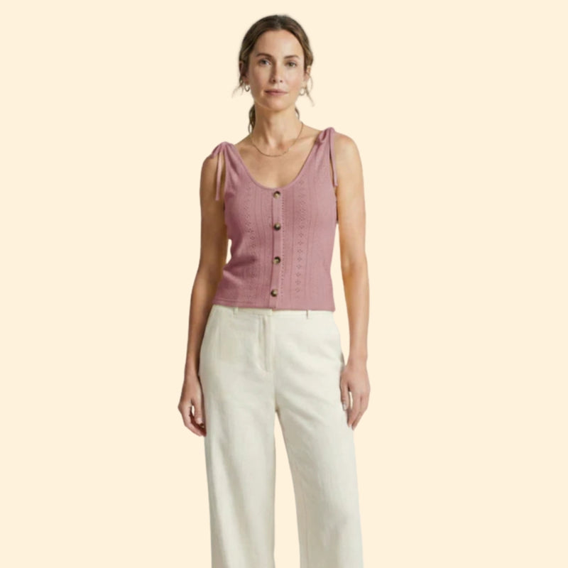 Women’s V-Neck Tank with Button Closure