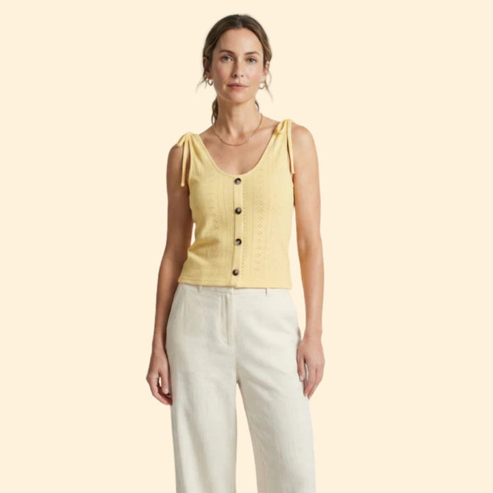 Women’s V-Neck Tank with Button Closure