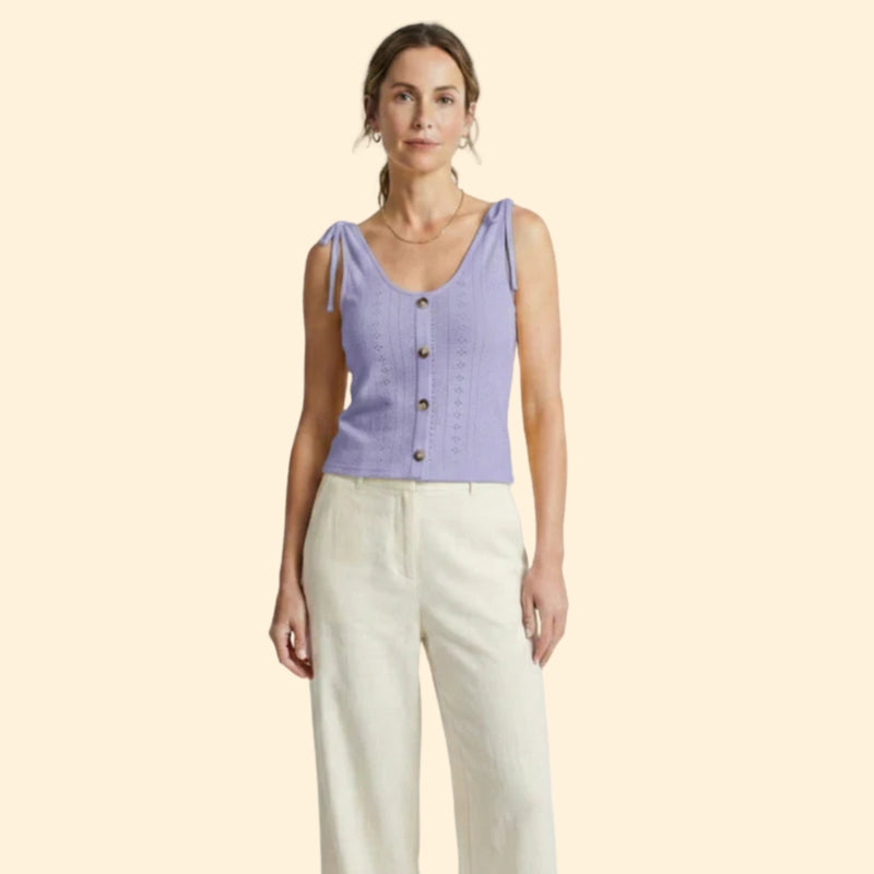 Women’s V-Neck Tank with Button Closure