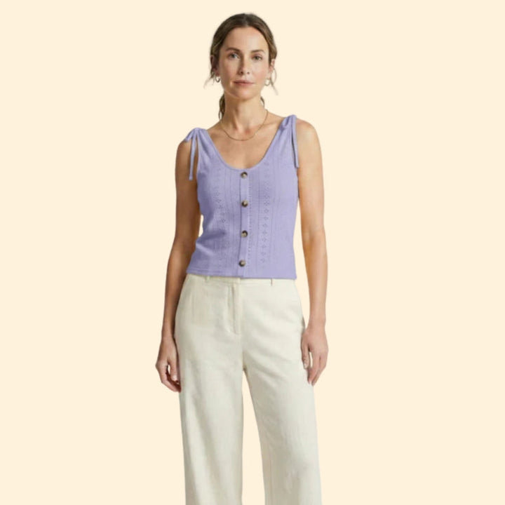Women’s V-Neck Tank with Button Closure
