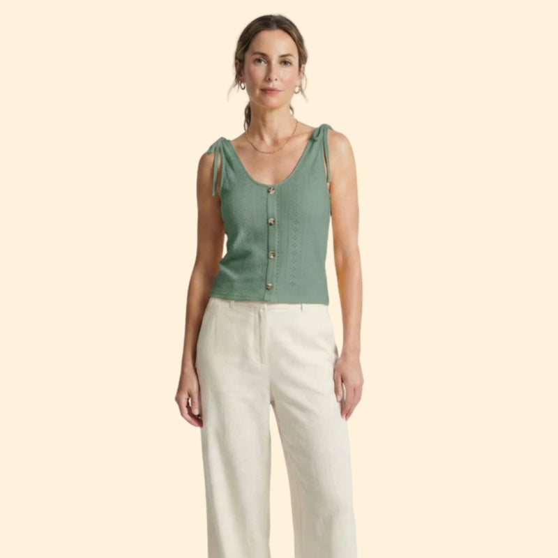 Women’s V-Neck Tank with Button Closure