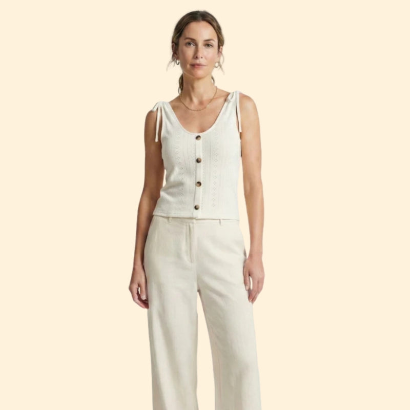 Women’s V-Neck Tank with Button Closure