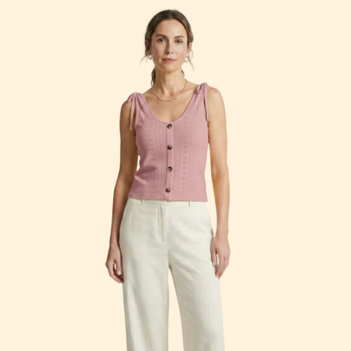 Women’s V-Neck Tank with Button Closure