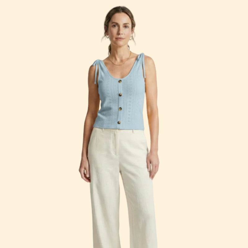 Women’s V-Neck Tank with Button Closure