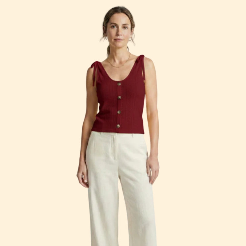 Women’s V-Neck Tank with Button Closure