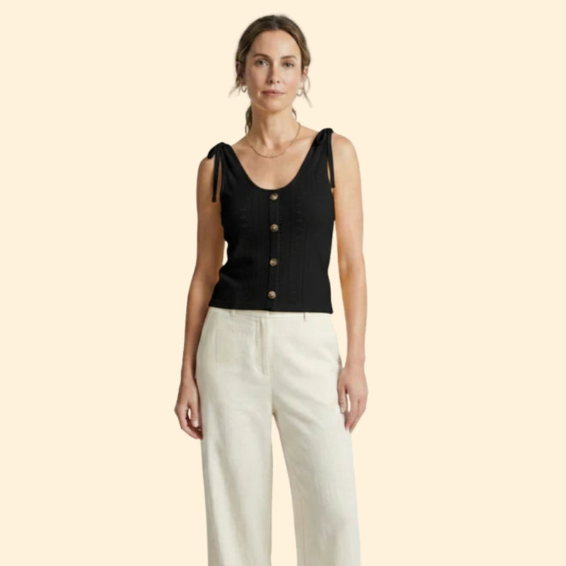 Women’s V-Neck Tank with Button Closure