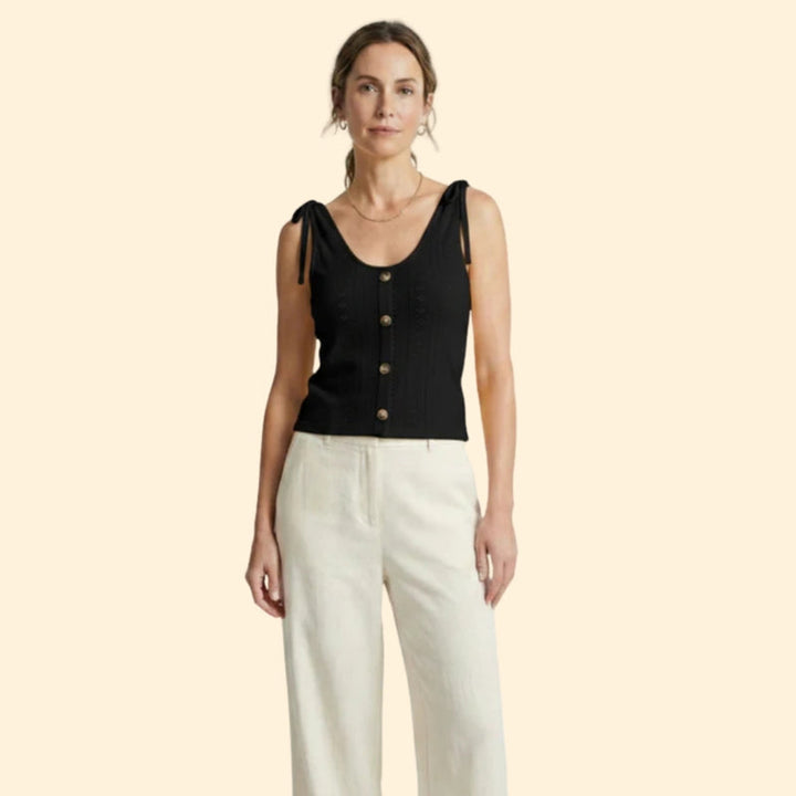 Women’s V-Neck Tank with Button Closure