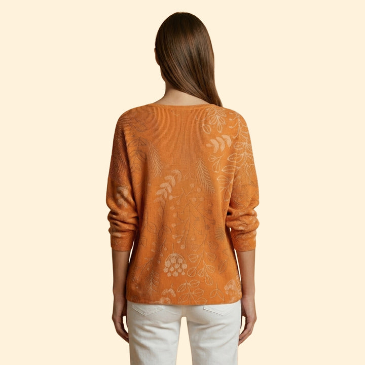 Women's V-Neck Top with Botanical Pattern