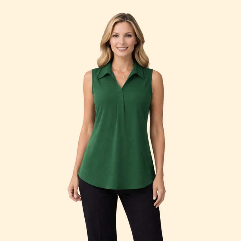 Women’s V-Neck Top with Collared Neckline