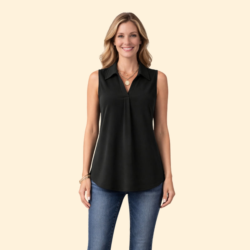 Women’s V-Neck Top with Collared Neckline