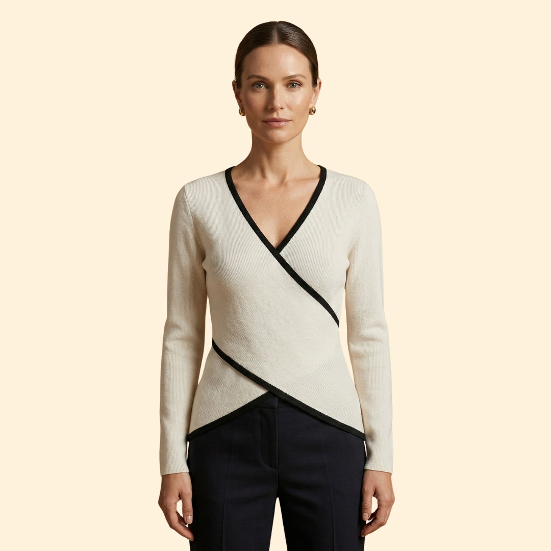 Women’s V-Neck Top with Contrast Edging