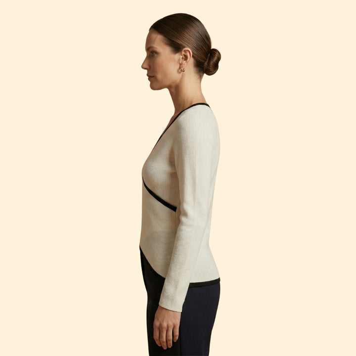 Women’s V-Neck Top with Contrast Edging