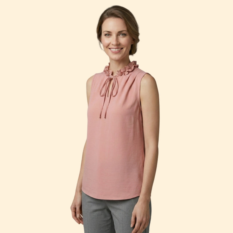 Women's V-Neck Top with Drawstring Detail