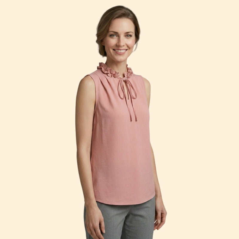 Women's V-Neck Top with Drawstring Detail