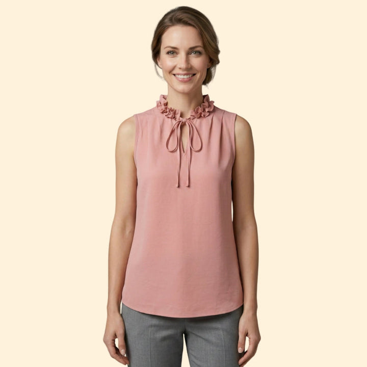 Women's V-Neck Top with Drawstring Detail