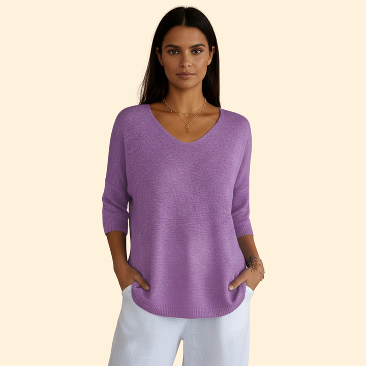 Women’s V-Neck Top with Loose Fit