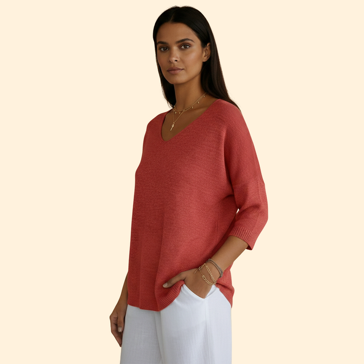 Women’s V-Neck Top with Loose Fit