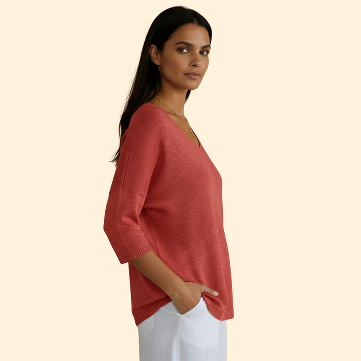 Women’s V-Neck Top with Loose Fit