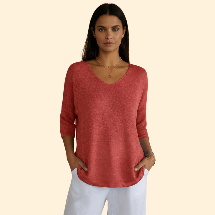 Women’s V-Neck Top with Loose Fit