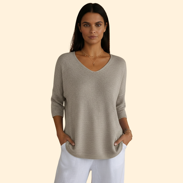 Women’s V-Neck Top with Loose Fit