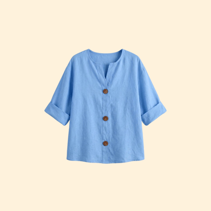 Women’s V-Neck Top with Rolled Sleeves