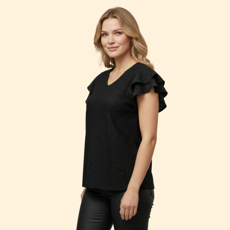 Women’s V-Neck Top with Ruffle Sleeves