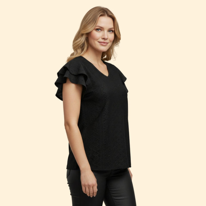 Women’s V-Neck Top with Ruffle Sleeves