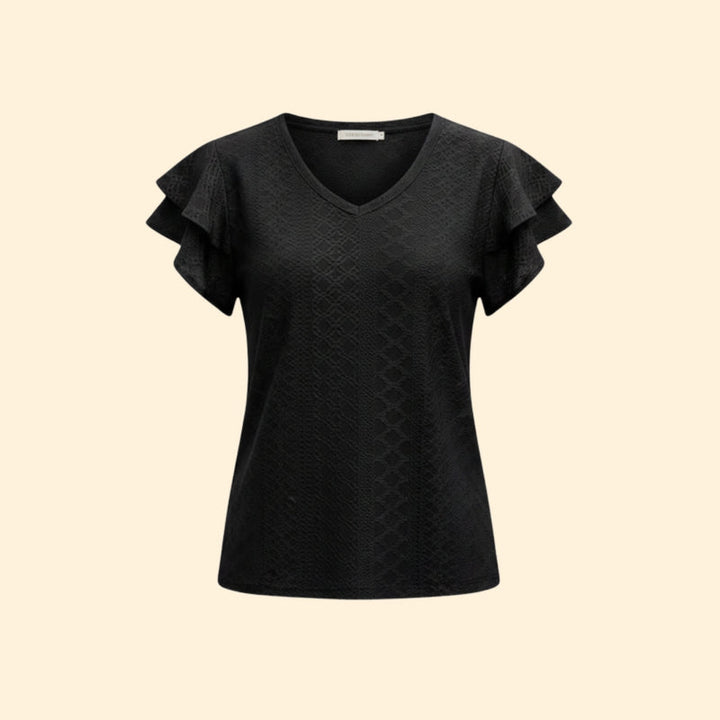 Women’s V-Neck Top with Ruffle Sleeves