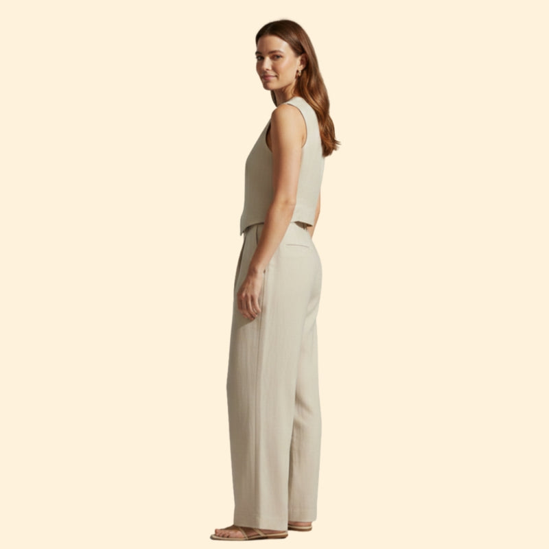 Women’s V-Neck Vest and Wide-Leg Pants Set